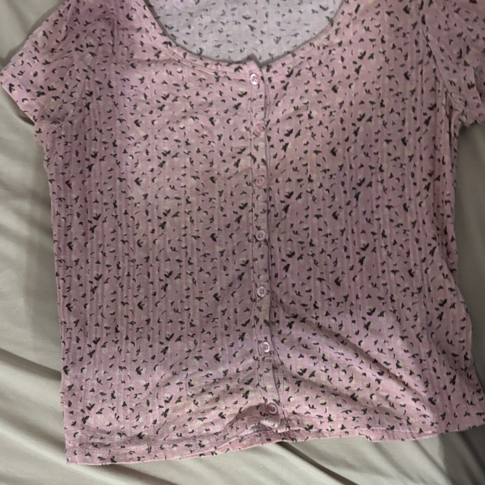 Echo Lavender Top with Black Pattern